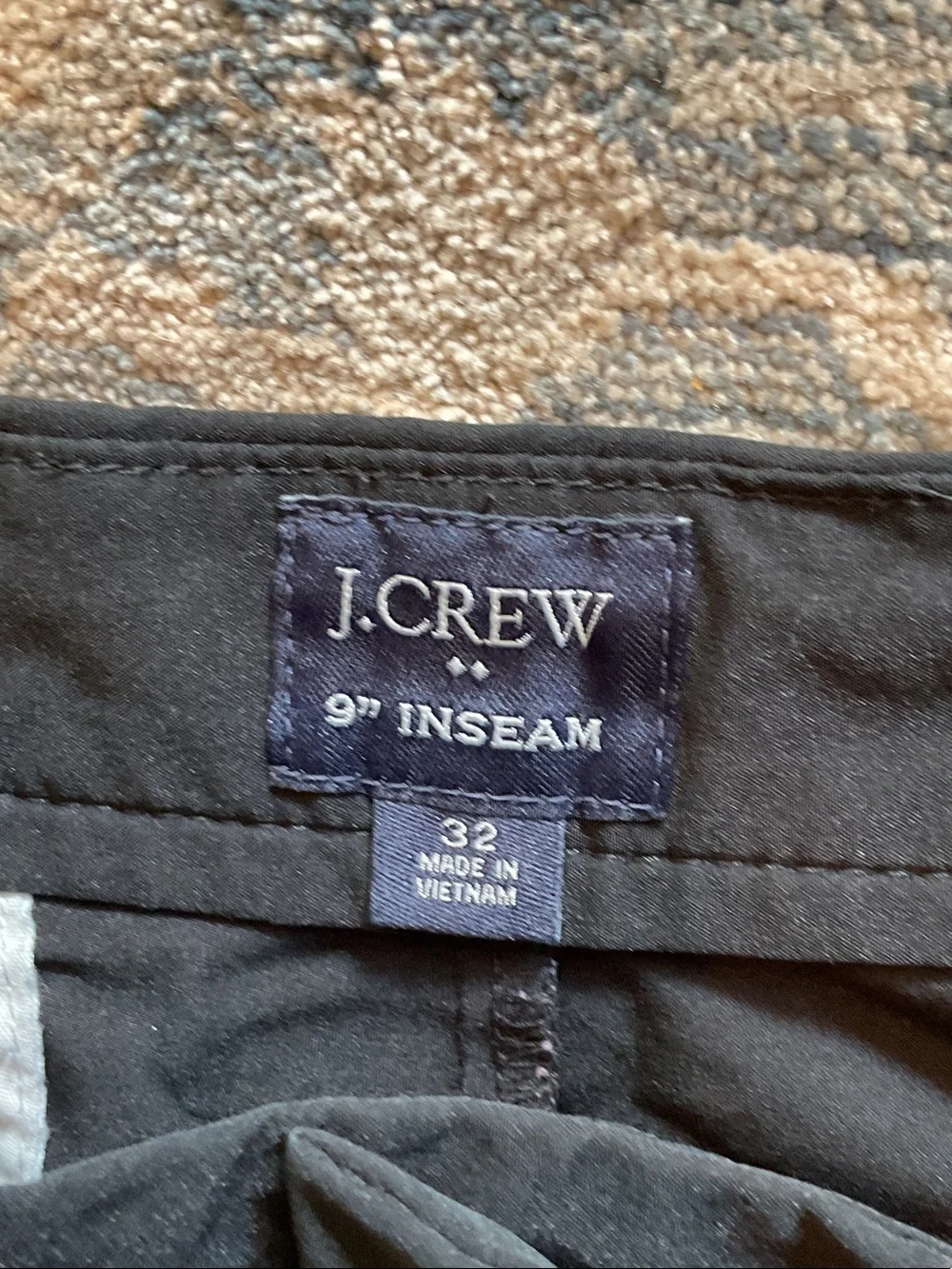 J. Crew Men’s Black Flat Front Chino Shorts 9” tech NWOT Sz 32 stretch travel
